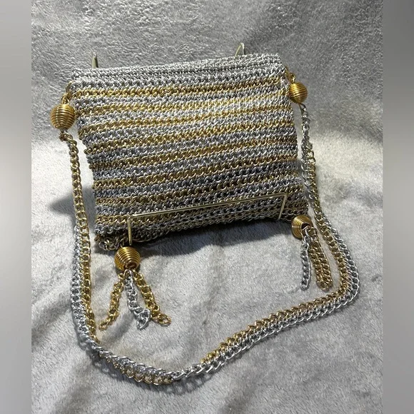 Rare 1960s Delill Silver & Gold Chain Tassel Bag - Picture 2 of 9